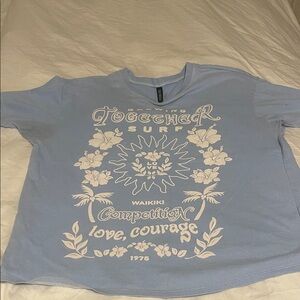 H&M Light Blue Tee with White Lettering